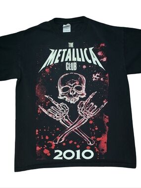 Y2k Vintage Metallica Rock Band Tee Metallica Club 2010 Shirt With Skull